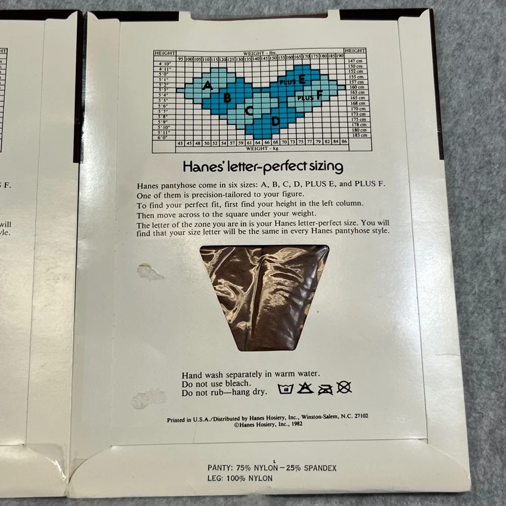 Vintage Lot of‎ 3 1982 Hanes Ultra Sheer Pantyhose Size C Tummy Control 710 719
